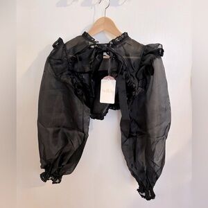 Selkie Sheer Black Ruffled Mini Dress